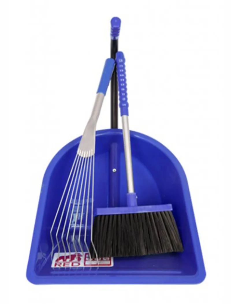 Red Gorilla Teenie Tidee With Short Metal Rake and Short Broom Blue